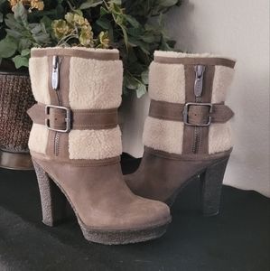 Aqua Winter Booties with Sherpa Fur